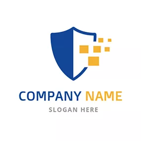 Abstract Logo Yellow Square and Blue Shield logo design