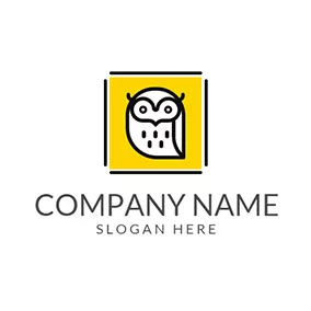 Children & Childcare Logo Yellow Square and Cartoon Owl logo design