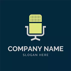 Music Logo Yellow Square and Microphone logo design