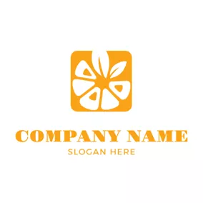 Food & Drink Logo Yellow Square and White Tangerine logo design