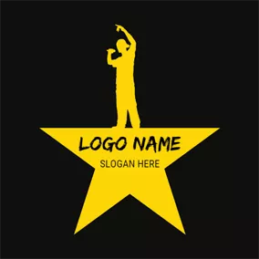 Music Logo Yellow Stage and Singer logo design