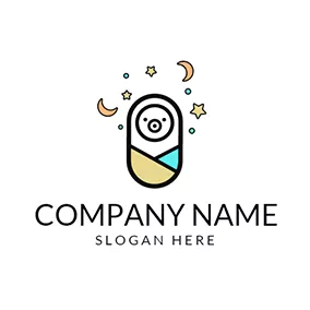 Children & Childcare Logo Yellow Star and Cute Baby logo design