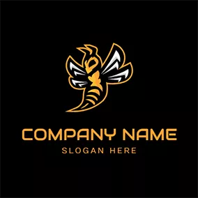 Hornet Logo Yellow Sting Cartoon Power Arrow logo design