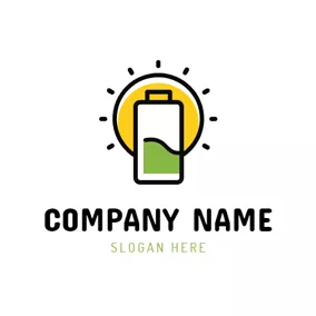 Battery Logo Yellow Sun and Battery logo design