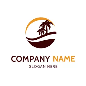 Strand Logo Yellow Sun and Brown Beach logo design