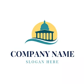 Construction Logo Yellow Sun and Classroom Building logo design