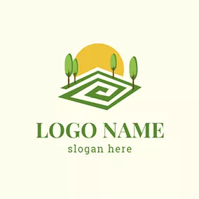 Life Logo Yellow Sun and Green Tree logo design