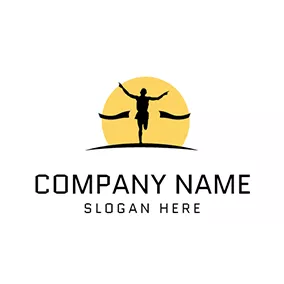 Marathon Logo Yellow Sun and Marathon Runner logo design
