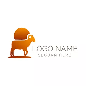 Sheep Logo Yellow Sun and Ram Icon logo design