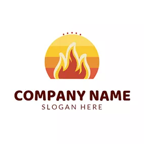 Emblem Logo Yellow Sun and Red Fire logo design
