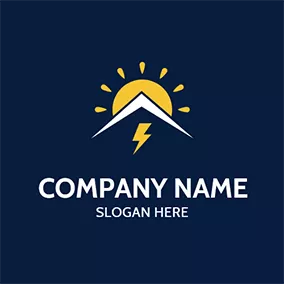 Science & Technology Logo Yellow Sun Lightning Roof logo design