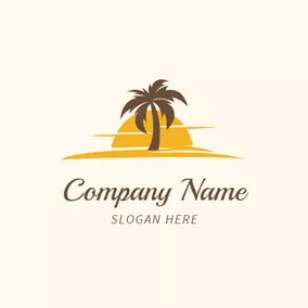 Strand Logo Yellow Sunset and Brown Tree logo design