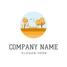 Park Logo Yellow Tree and Bench logo design