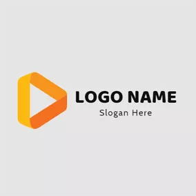 Abstract Logo Yellow Triangle and Ribbon logo design