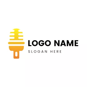 Music Logo Yellow Voice and Microphone logo design