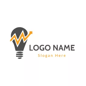 Business & Consulting Logo Yellow Wavy Line and Brownness Bulb logo design