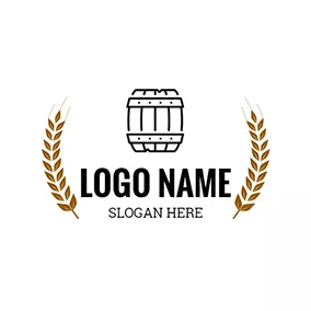 Wheat Logo Yellow Wheat and Black Barrel logo design