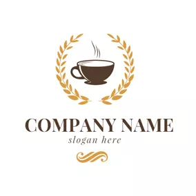 Coffee Logo Yellow Wheat and Brown Coffee logo design