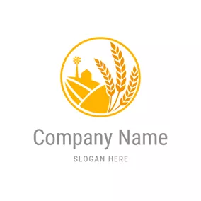 Wheat Logo Yellow Wheat and Farm logo design
