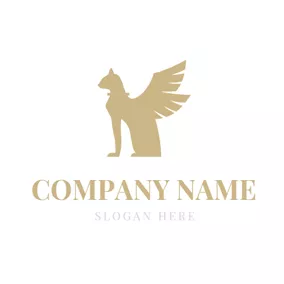 貓Logo Yellow Wing and Cat logo design