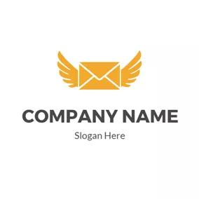 Mail Logo Yellow Wing and Envelope logo design