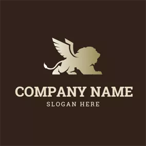Emblem Logo Yellow Wing and Lion logo design