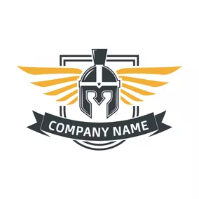 Clan Logo Yellow Wings and Warrior Badge logo design